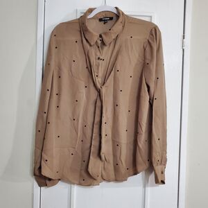 Long Sleeve Blouse brawn color, size‎ L. SKU# A-109